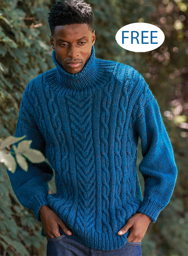 Free Knitting Pattern for Man's Guildwood Pullover