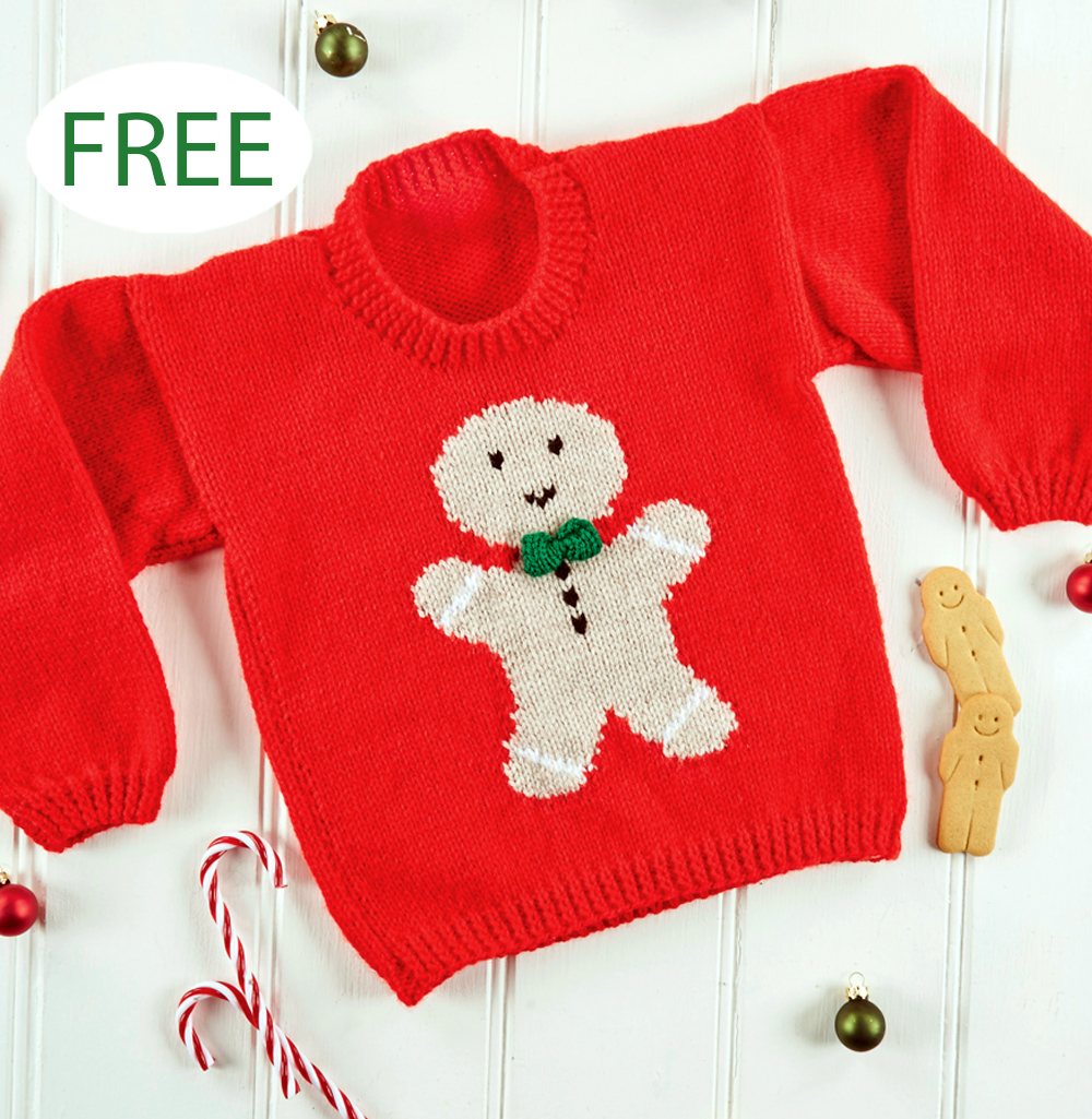 Free Christmas Gingerbread Boy Sweater Knitting Pattern