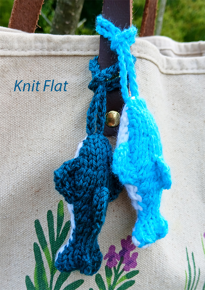 Free Knitting Pattern for Gummy Shark Candy Bag Charm