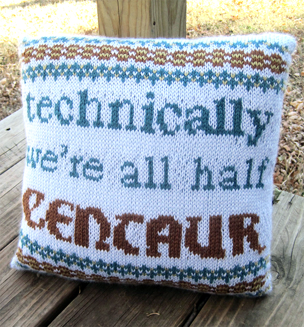 Free Knitting Pattern for Technically We're All Half Centaur Pillow
