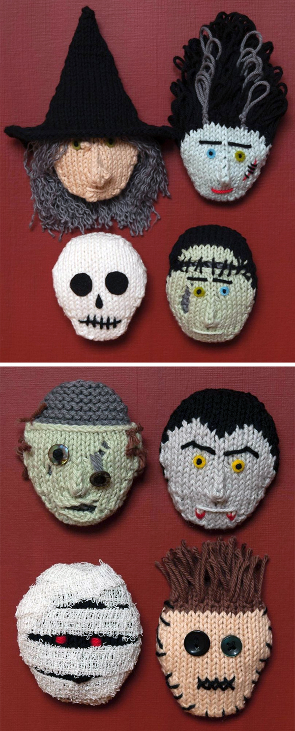 Knitting Pattern for Halloween Heads