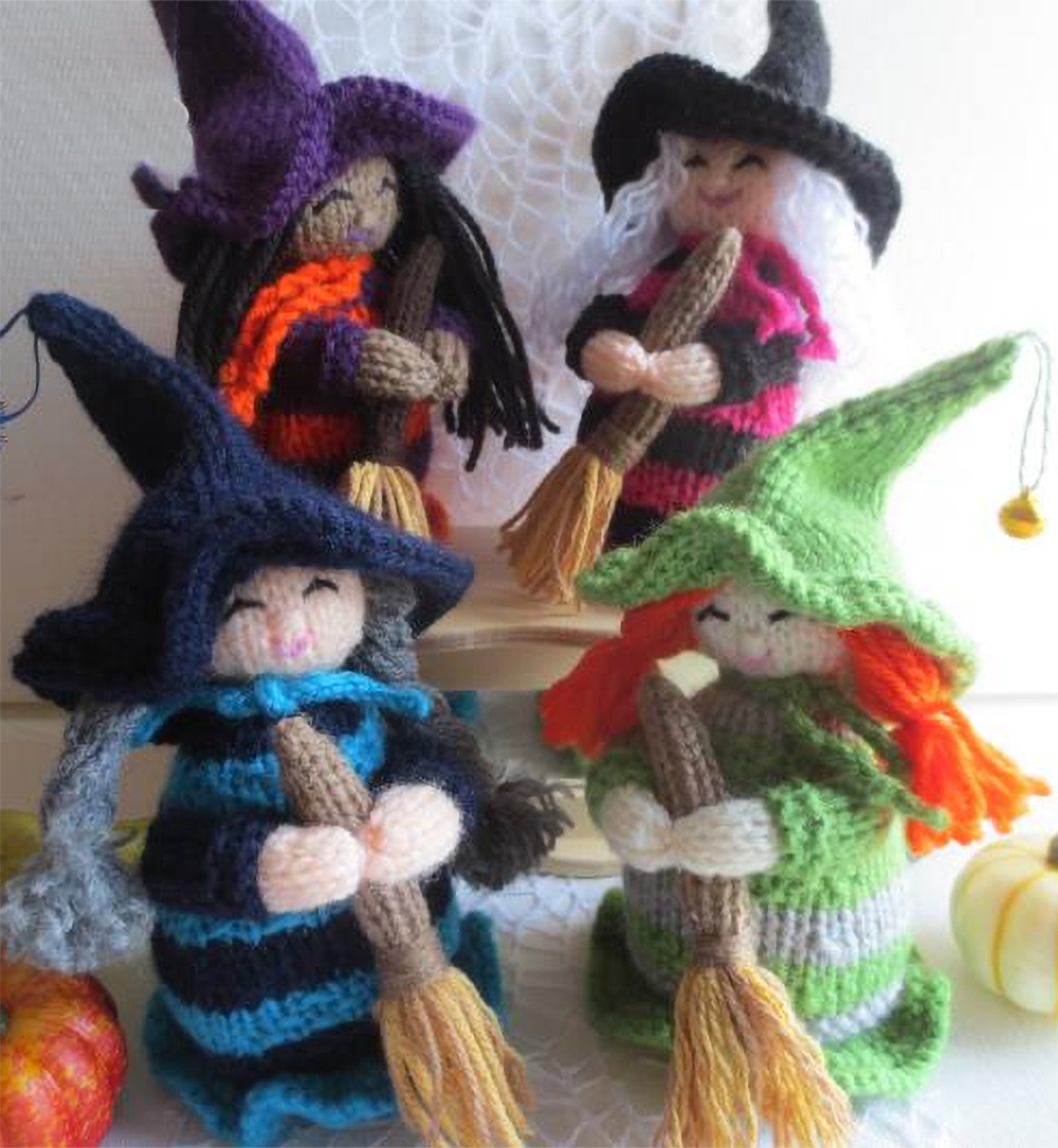 Free Halloween Witch Ornaments Knitting Pattern