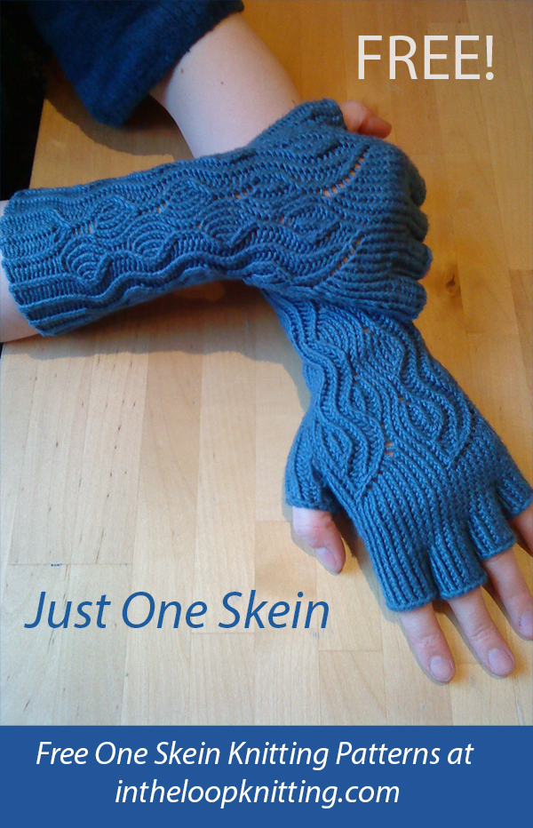 Free One Skein Knitting Pattern Hands of Blue Fingerless Mitts