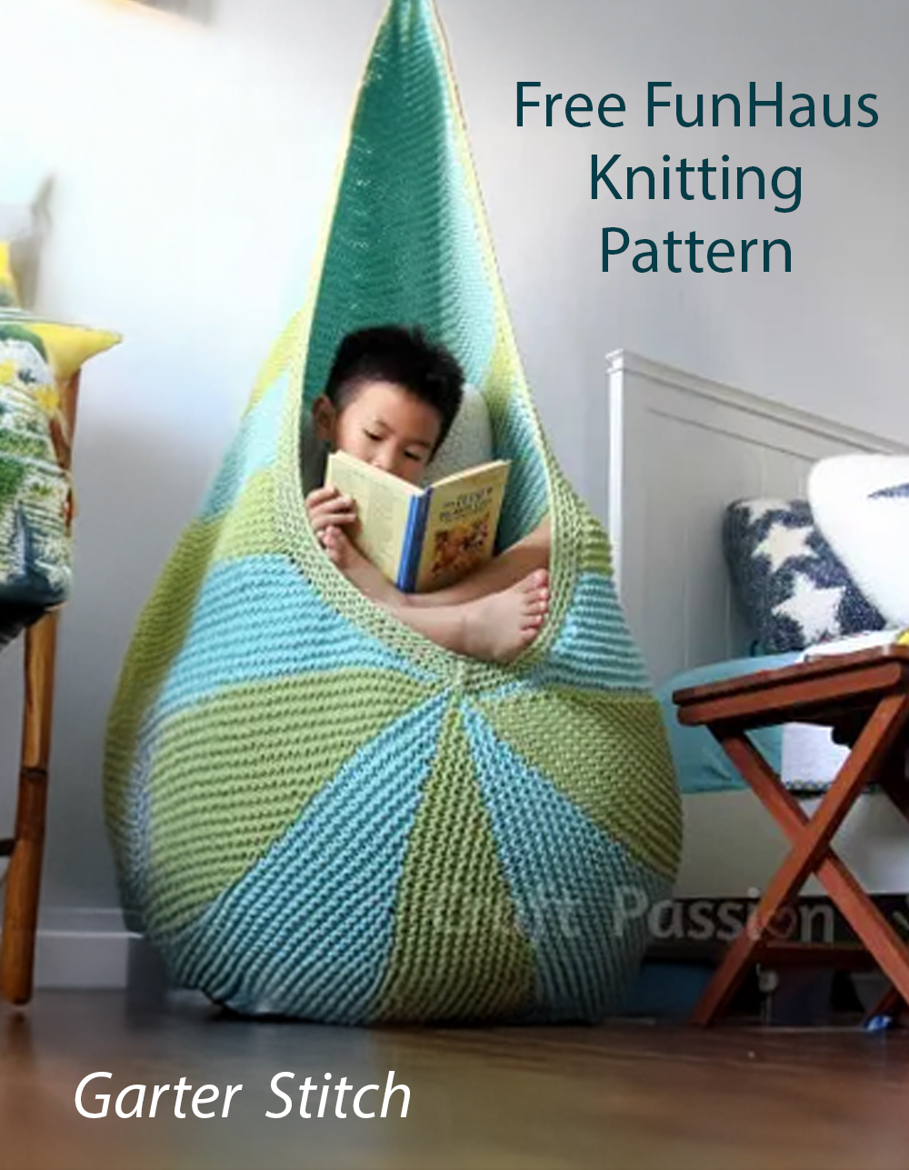 Free knitting pattern for hanging cocoon seat