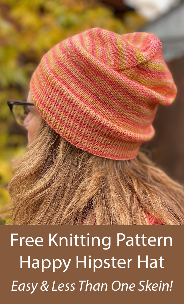 Free Hat Knitting Pattern Easy Happy Hipster Beanie Hat