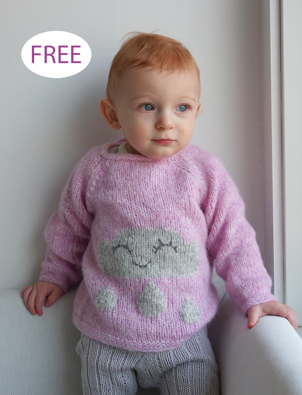 Free Child's Sweater Knitting Pattern Happy Little Rain Cloud Sweater