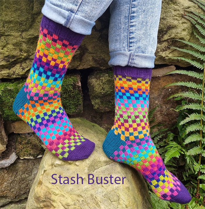 Free Stash Buster Accessory Happy Squares Socks Knitting Pattern