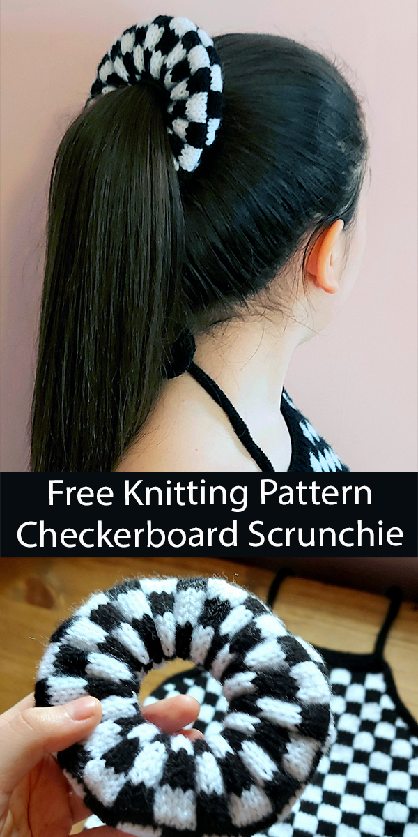Free Scrunchie Knitting Pattern Harmon Checkerboard Scrunchie