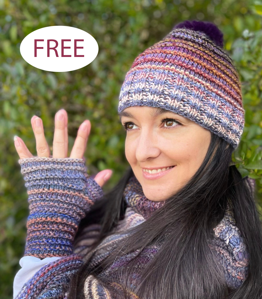 Free Olivia Hat and Fingerless Gloves Knitting Pattern