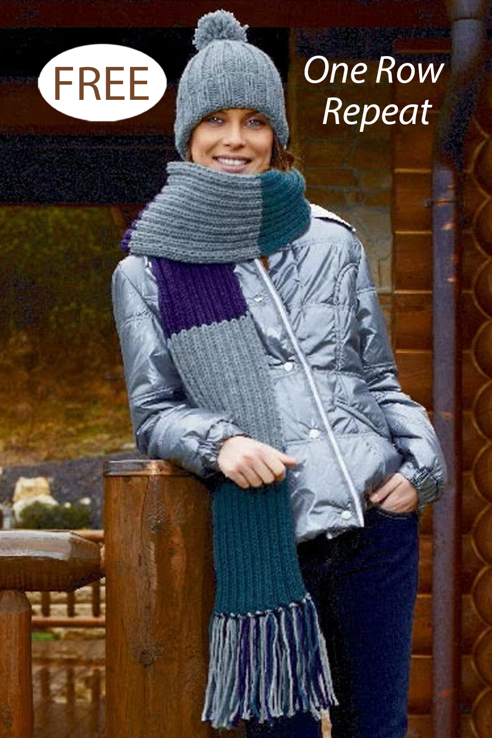 Free Hat and Scarf with Block Stripes Knitting Pattern