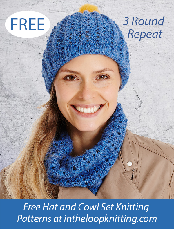 Free Hat and Cowl with Lace Pattern Knitting Pattern