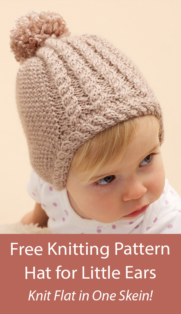 Free Baby Hat for Little Ears Knitting Pattern One Skein Knit Flat