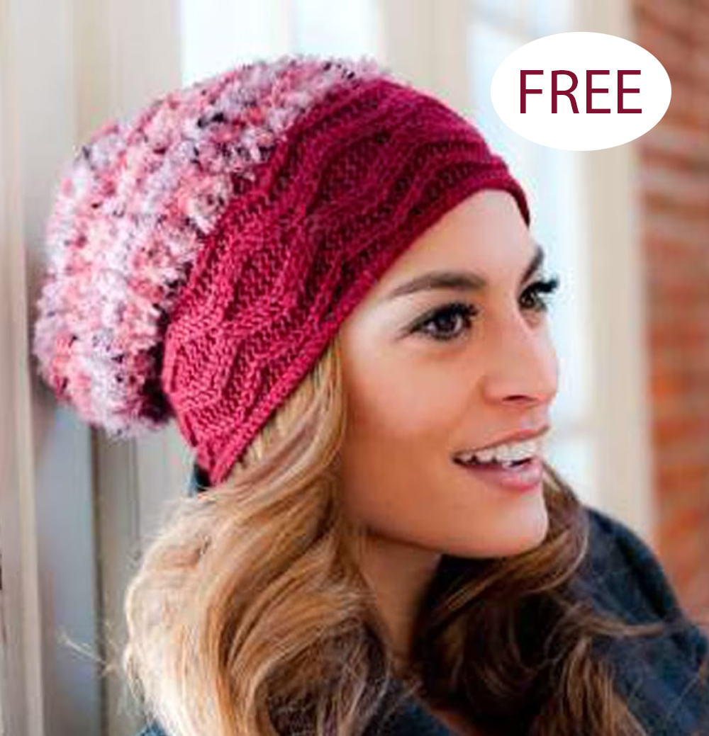 Free Hat Knitting Pattern Adult Cable Brim Hat