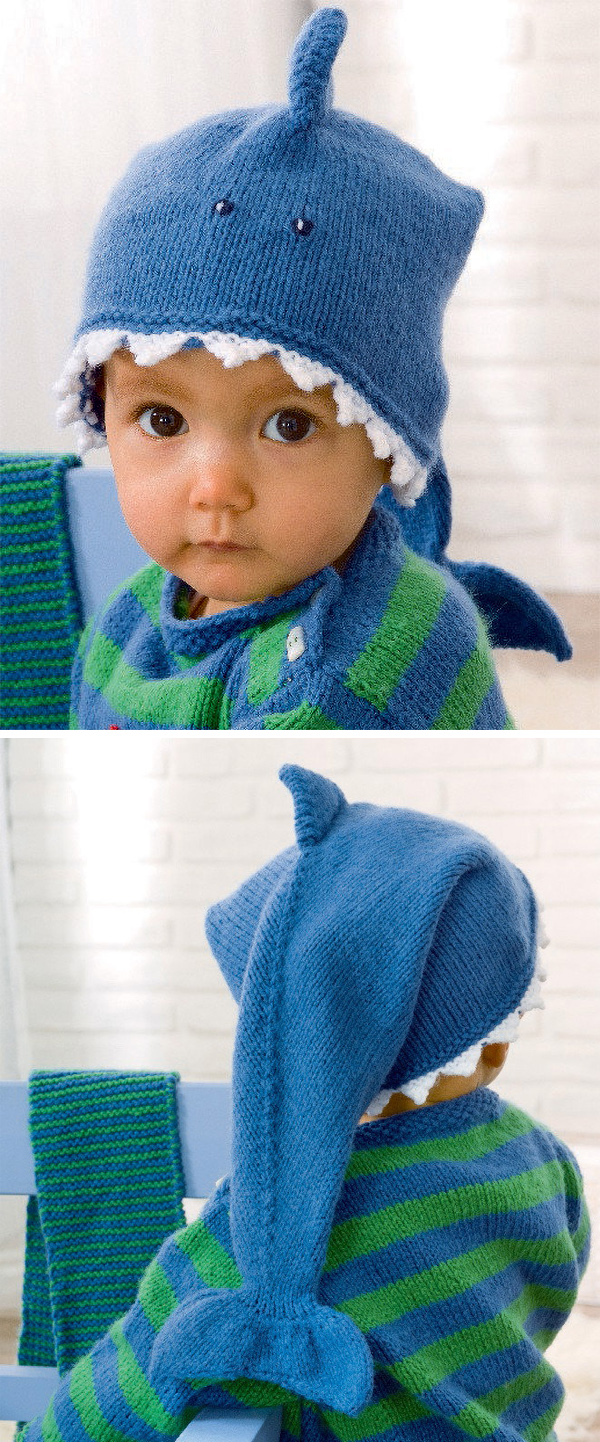 Free Knitting Pattern for Baby Shark Hat