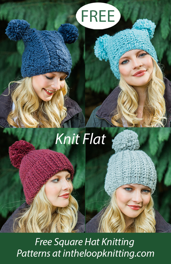 Free Four Hats Knit Flat Set Knitting Pattern