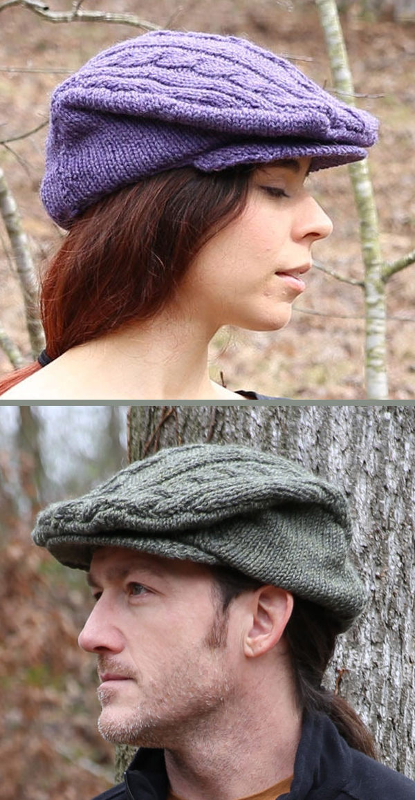 Knitting pattern for Cabled Irish Driving Cap