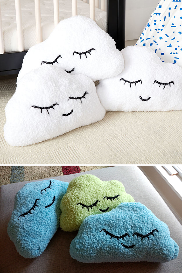 Free Knitting Pattern for Easy Head in the Clouds Pillow