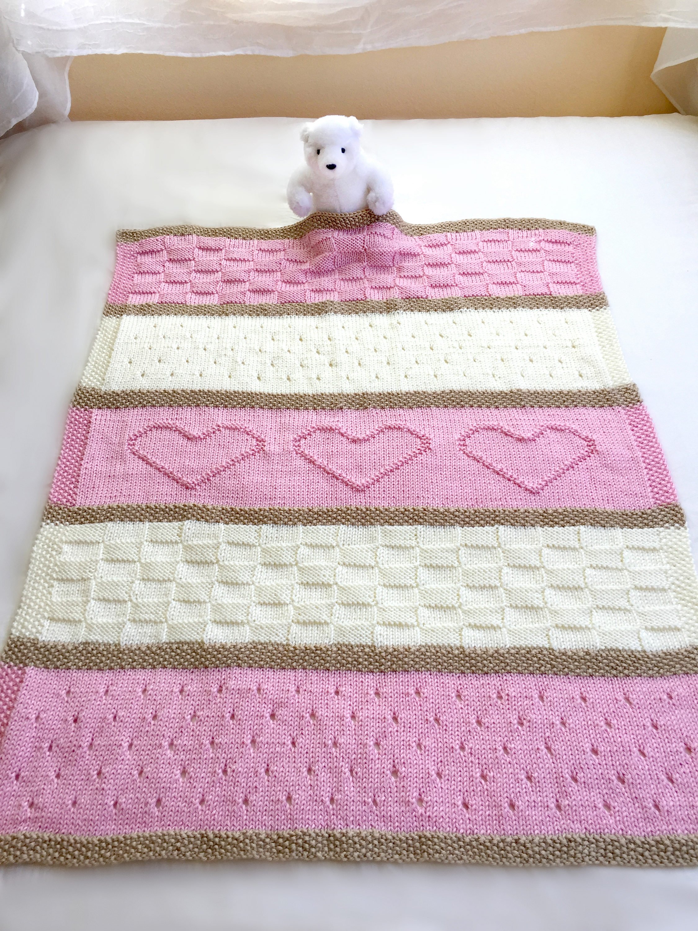 Baby Blanket Pattern, Knit Baby Blanket Pattern, Heart Baby Blanket Pattern, Crib Blanket