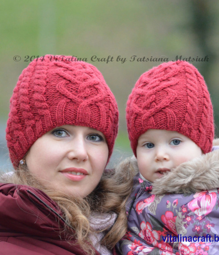 Knitting Patterns for Valentine Cable Hats