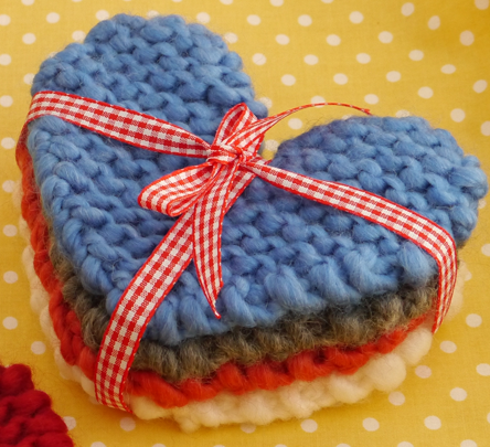 Free Knitting Pattern for Heart Coasters