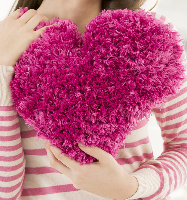 Free Knitting Pattern for Fun Fur Heart Pillow