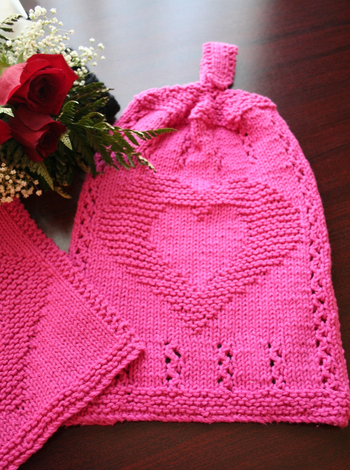 Free knitting pattern for Heart Hanging Towel