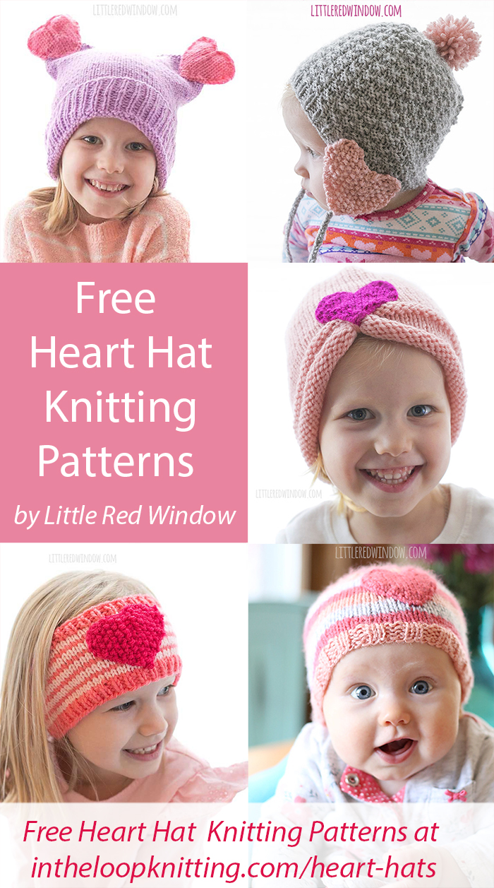 Free Heart Hat Knitting Patterns for Babies Valentine's day