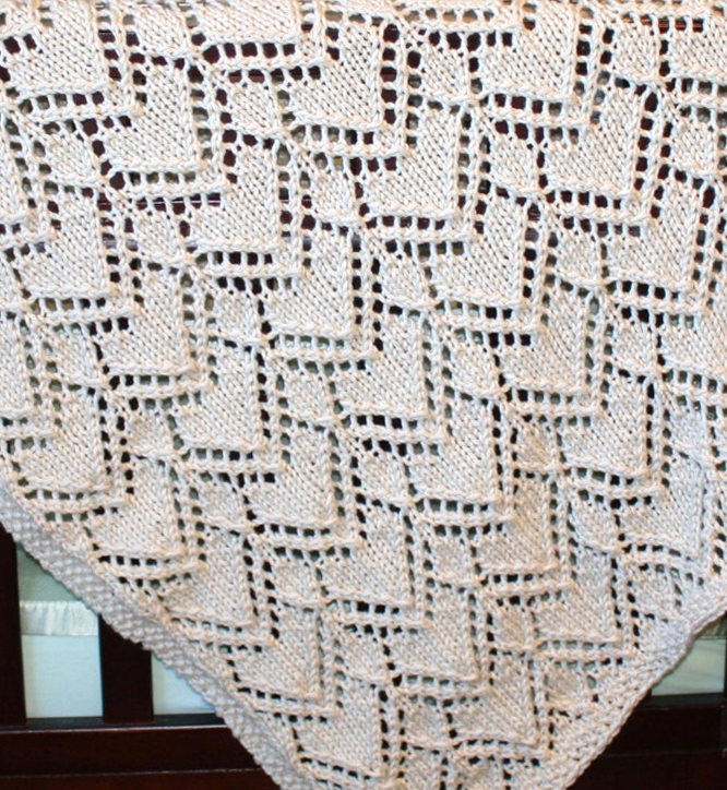 Knitting Pattern for Heart Lace Baby Blanket
