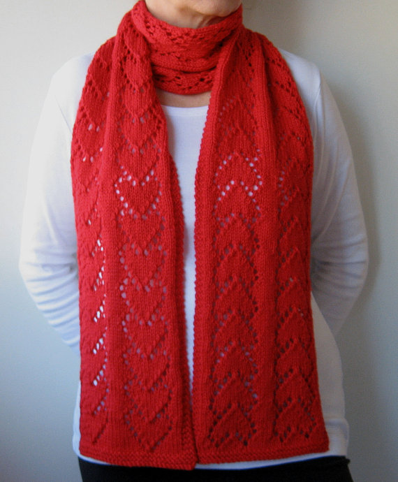 Knitting pattern for Heart Lace Scarf