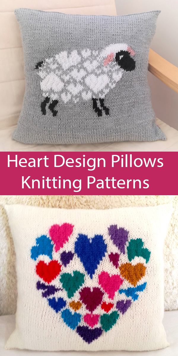 I Love Sheep and Heart of Hearts Pillows Knitting Patterns