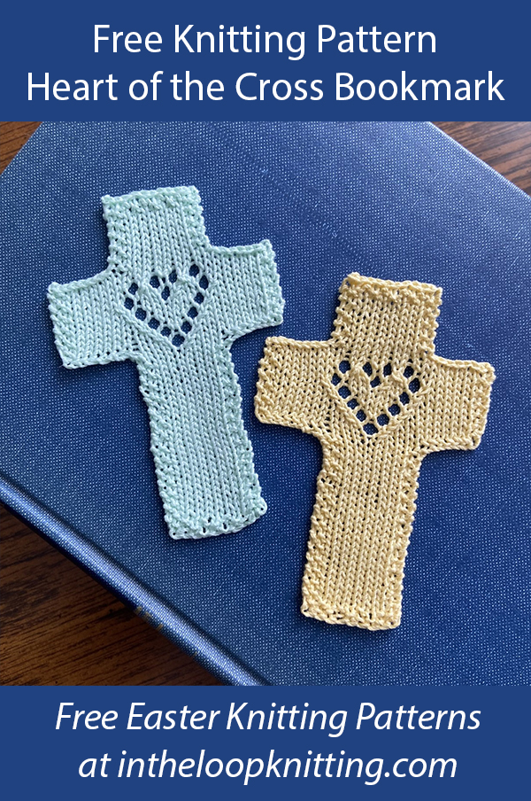 Free Easter Knitting Pattern Heart of the Cross Bookmark