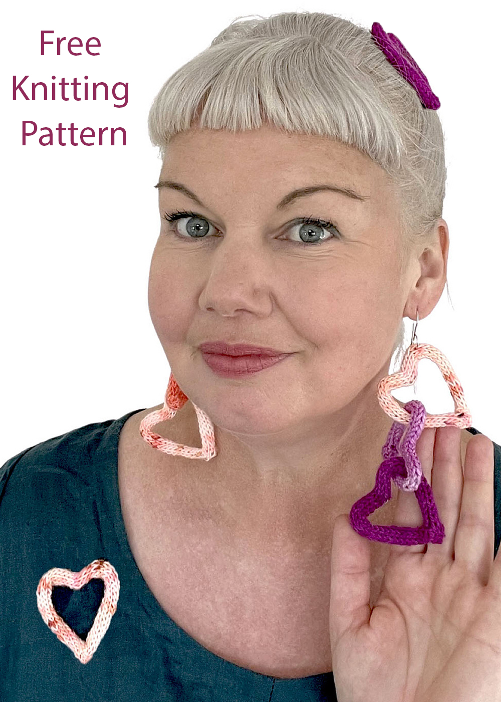 Free Heart Knitting Pattern Heart of Yarn Earrings