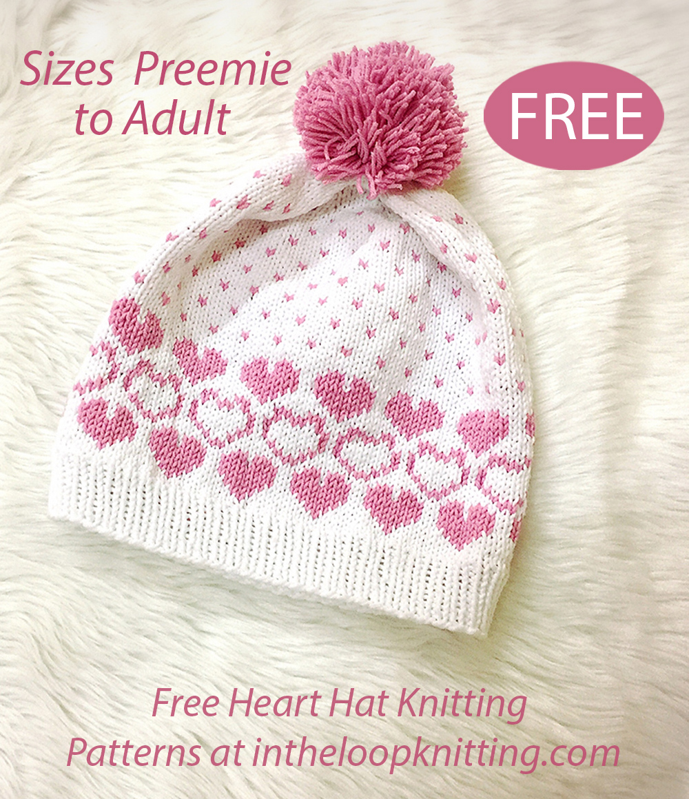 Free Heart Over Head Beanie Hat Knitting Pattern