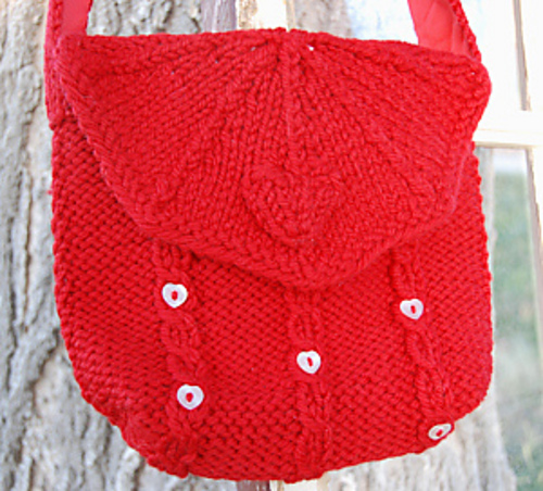 Free knitting pattern for Hearts and Cables Purse