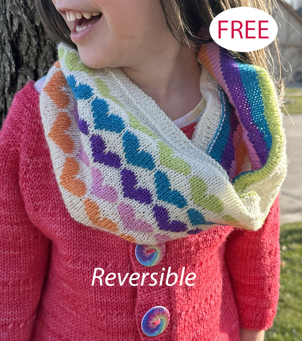 Valentine's Day Hearts and Hearts and Hearts Cowl Free Knitting Pattern