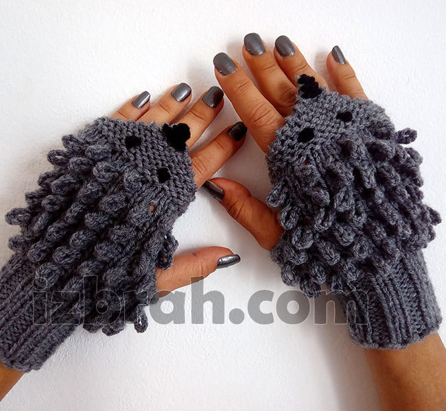 Knitting Pattern for Hedgehog Fingerless Mitts