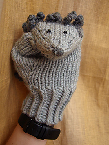 Free Knitting Pattern for Hedgehog Mittens