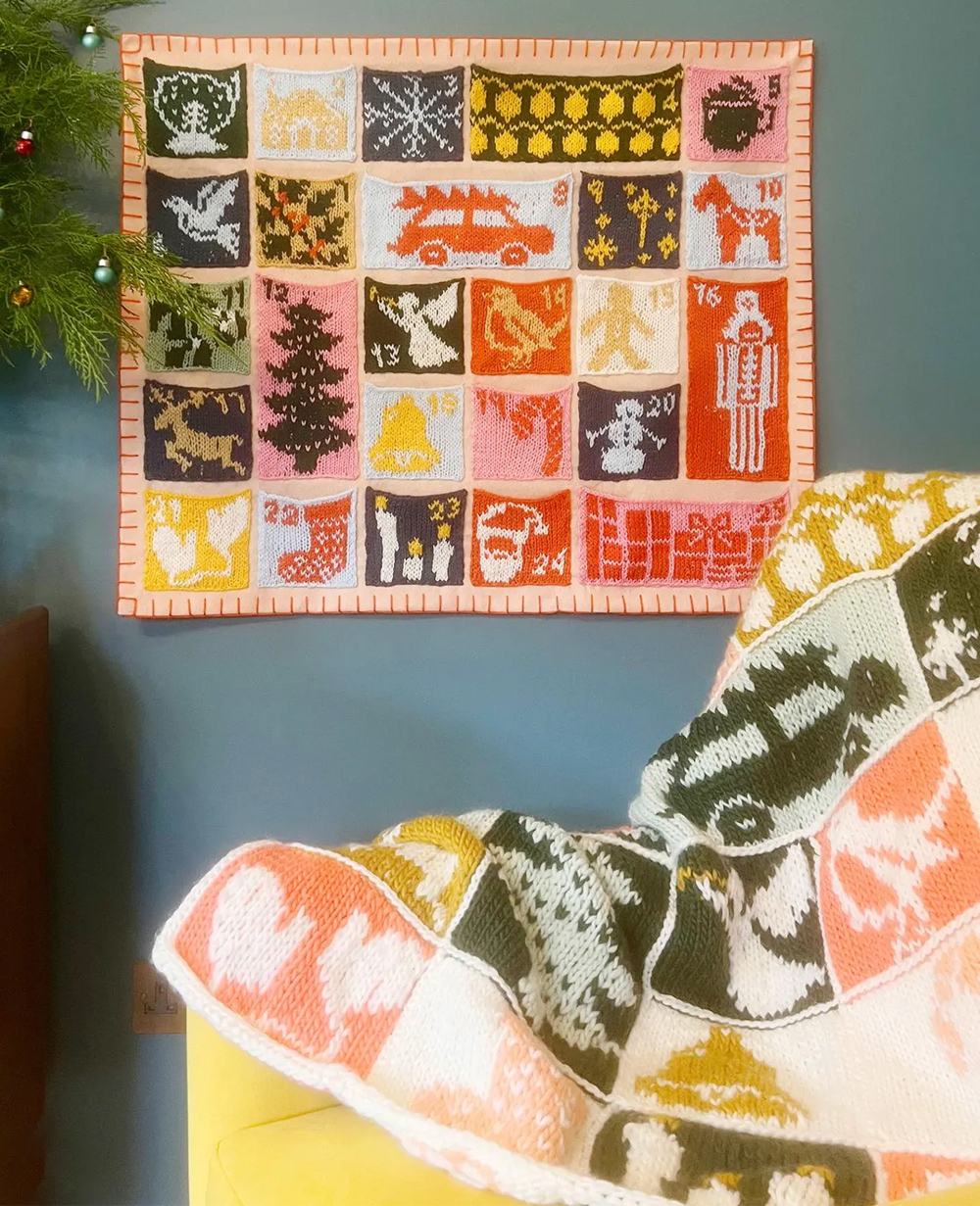 Knitting Pattern Advent Calendar Hanging and Blanket