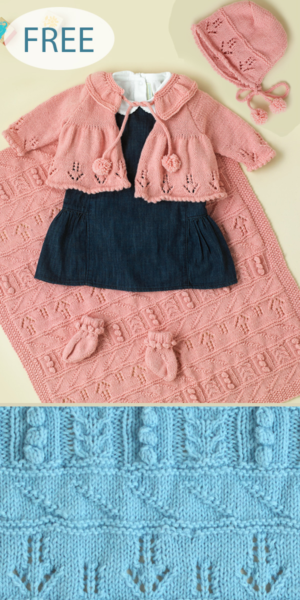 Free Knitting Pattern for Baby Flower Garden Layette