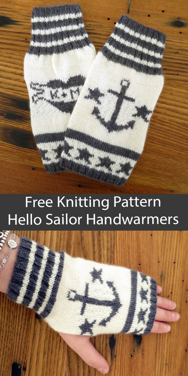 Free Fingerless Mitts Knitting Pattern Hello Sailor Handwarmers