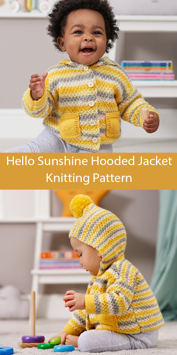 Baby Cardigan Knitting Pattern Hello Sunshine Hooded Jacket