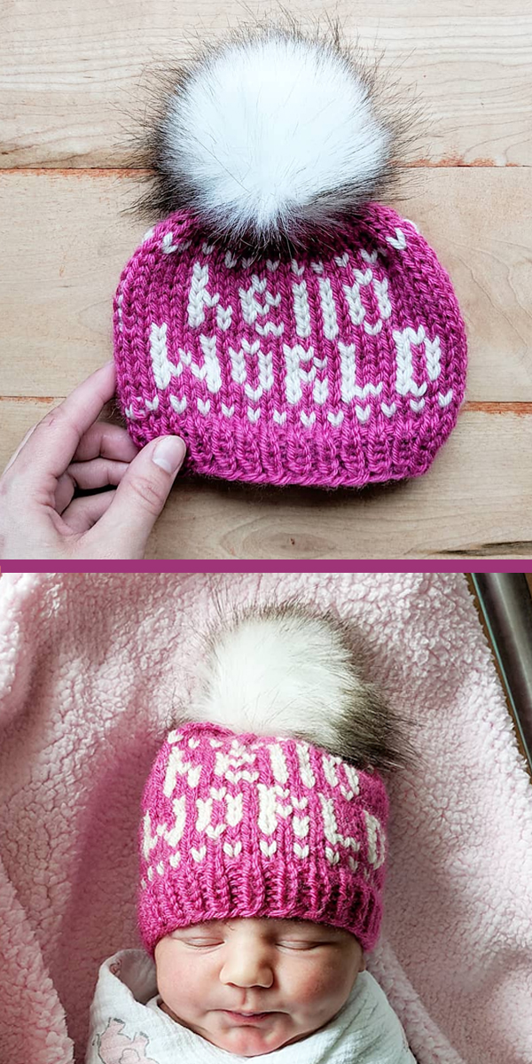 Knitting Pattern Hello World Baby Hat