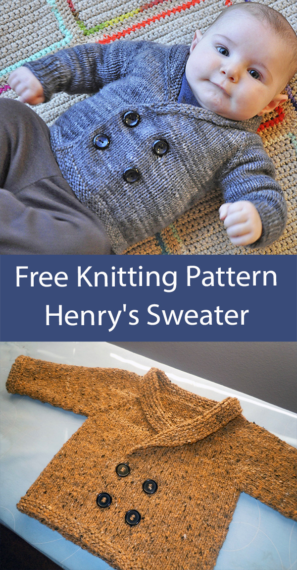 Free Baby Cardigan Knitting Pattern Henry's Sweater Shawl Collar