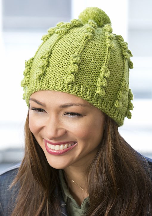 Free knitting pattern for Her Bobble Hat one skein hat