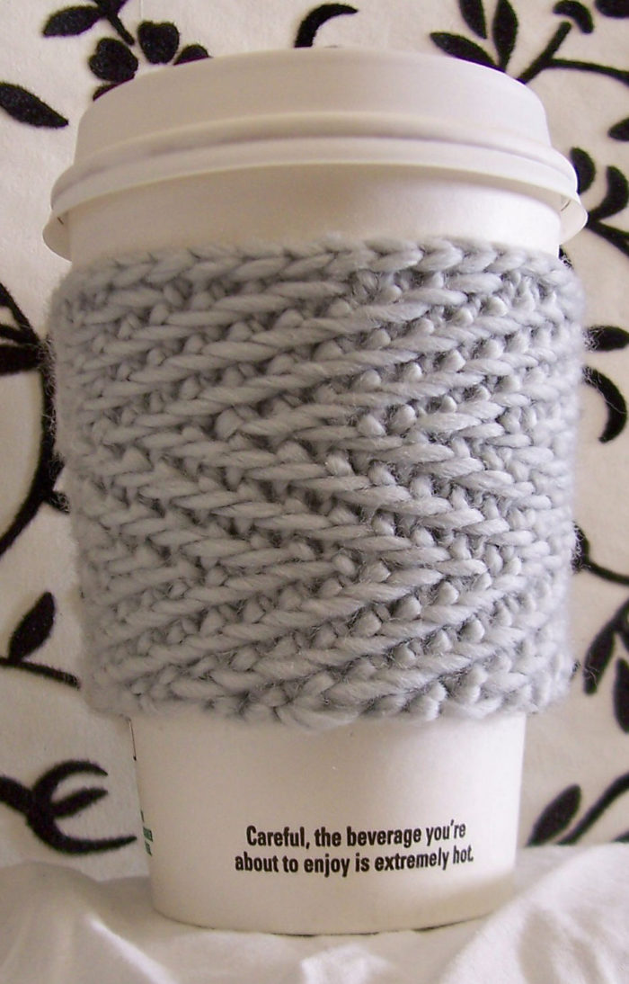 Knitting Pattern for Herringbone Cup Cozy