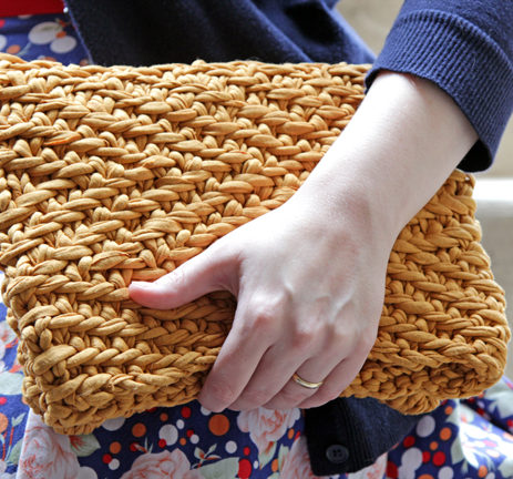 Free Knitting Pattern for Herringbone Foldover Clutch