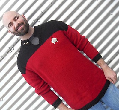 Knitting pattern for mens Star Trek inspired sweater tunic Hes Not an Extra