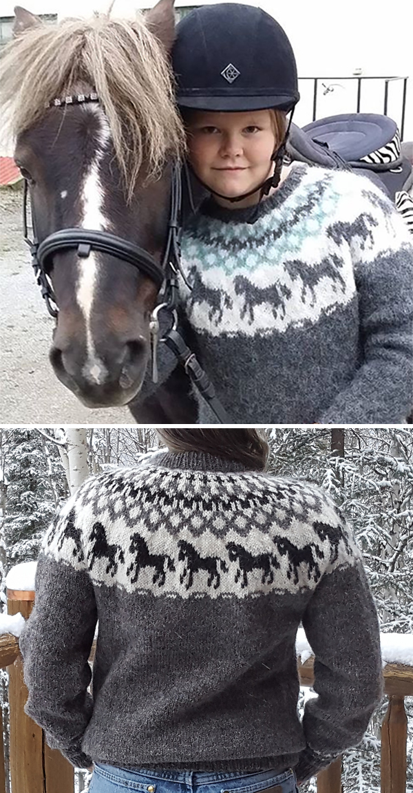Free Knitting Pattern for Icelandic Sweater with Horses