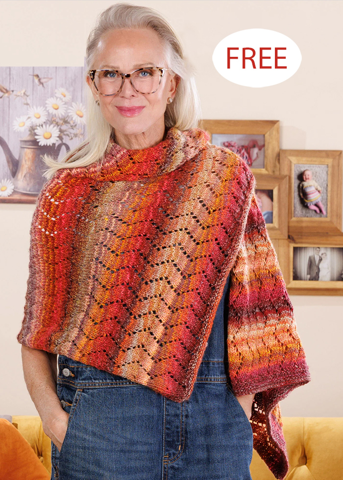 Free Chevron Eyelets Shawl Knitting Pattern
