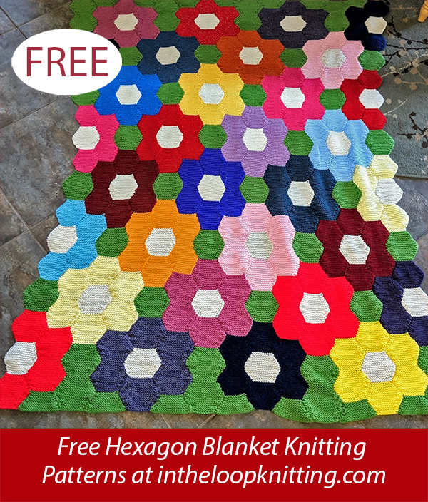 Free Flower Garden Hexagon Blankie Knitting Pattern